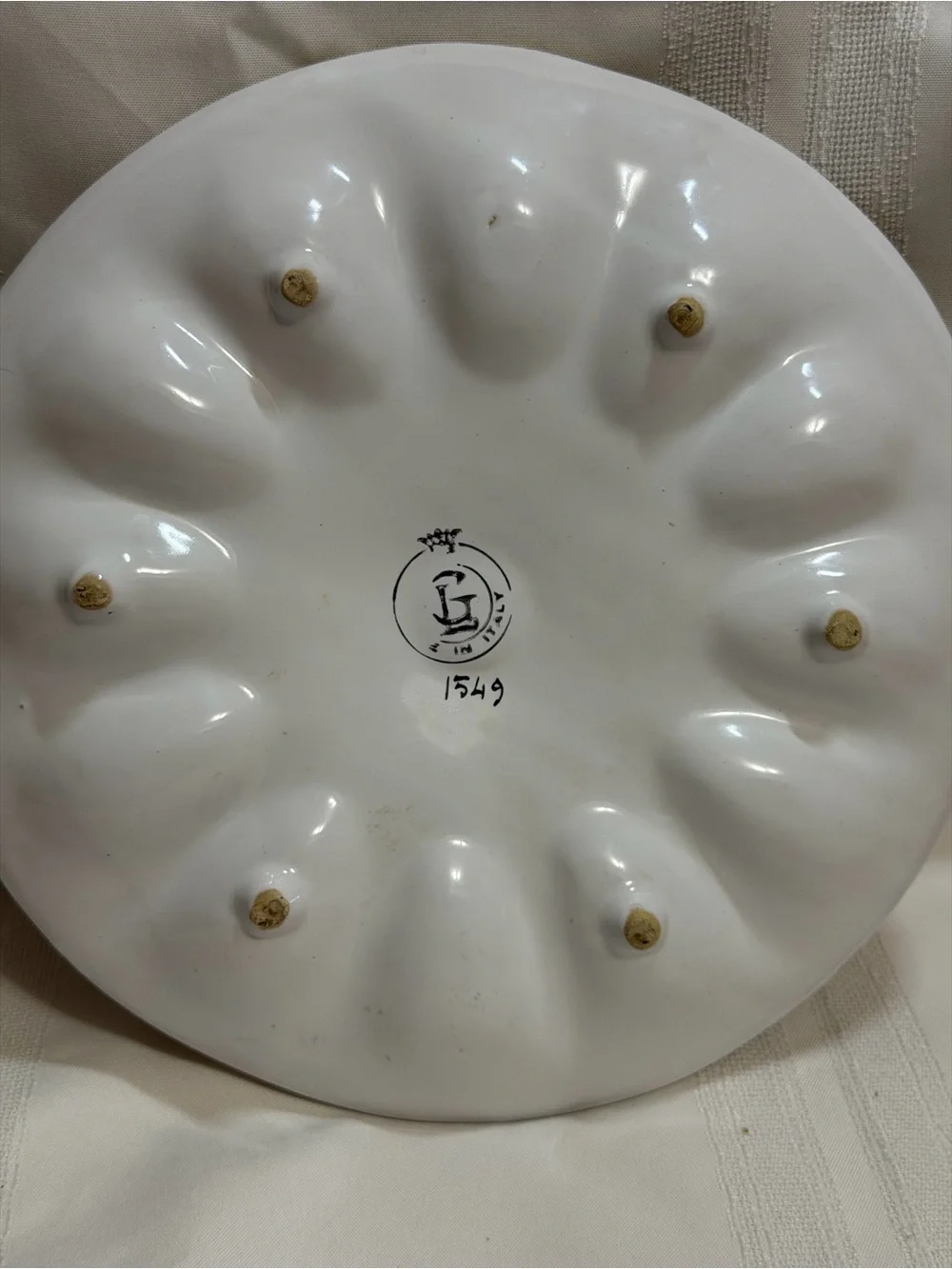 Vintage Devilled Egg Plate With Chicken Handle Hand Painted Ceramic Core Cottage